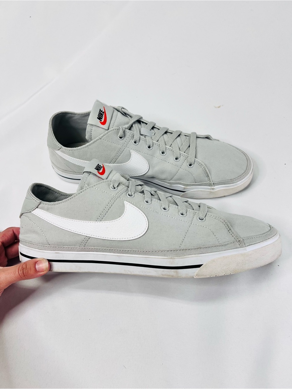Nike Court Legacy Grey White Swoosh Mens Lace Up Sneakers Size 13 - Picture 2 of 8